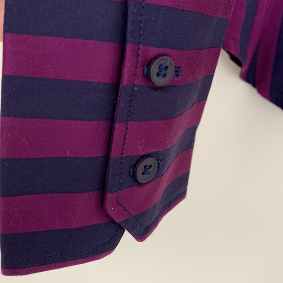Ben Sherman purple striped 100% cotton button down tailored shirt - Picture 7 of 11